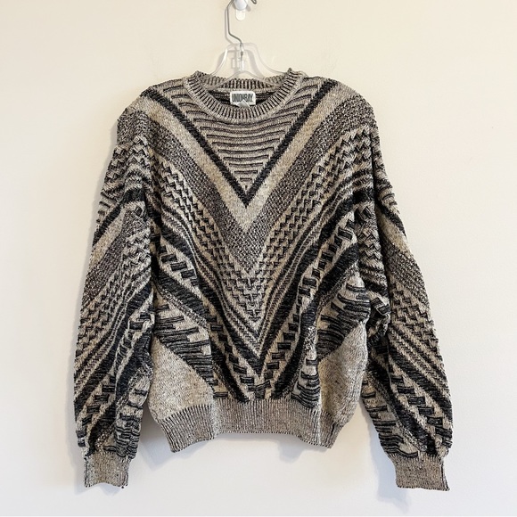 Vintage Sweater Oversized Slouchy Textured Long Sleeve Grandpa Sweater - Picture 2 of 10